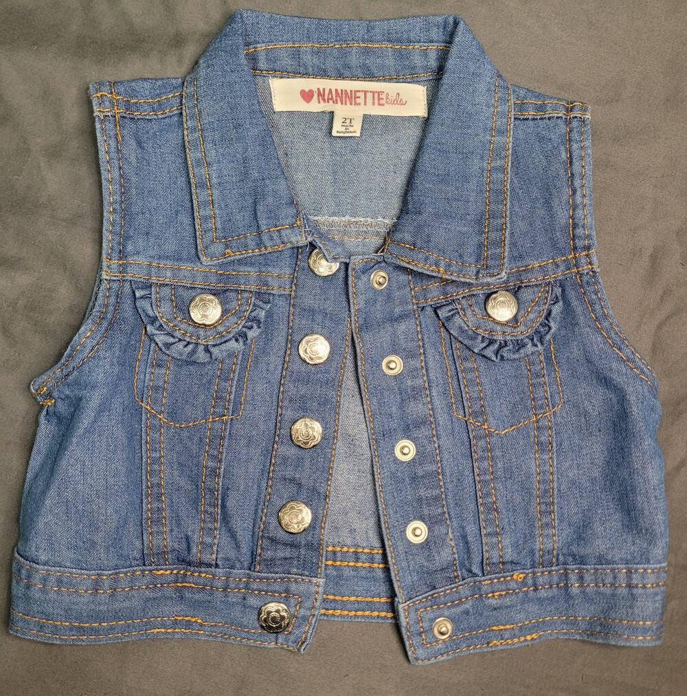 Nannette Kids Toddler Girls Denim Vest Size 2T – Ruffle Pocket
